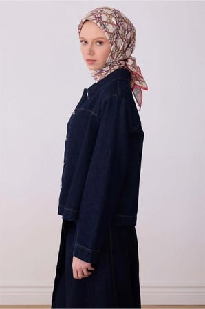 Tivil Saf İpek Eşarp 4328 - 80 Fuşya Batik Desen