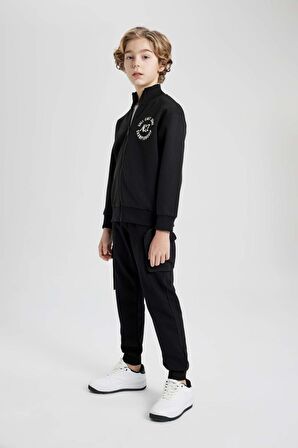 DeFacto Erkek Çocuk Baskılı Fermuarlı Basic Sweatshirt B6634A824SPBK81