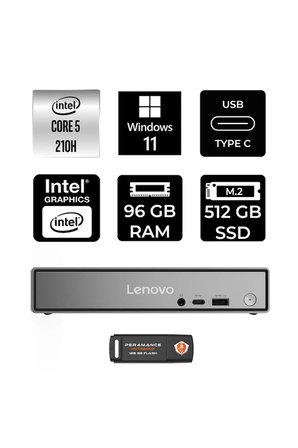 ThinkCentre Neo 50q Gen 5 Intel Core 5 210H 96GB 512GB SSD W11P Mini Masaüstü Bilgisayar