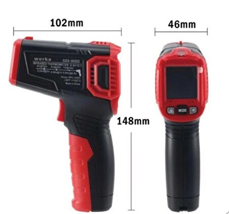 Werka W523-5055 Kızılötesi Sıcaklık Ölçer Infrared Termometre -50...+550 Derece