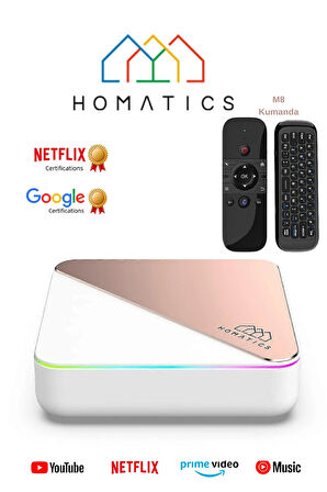 Homatics Box R 4k Plus Lisanslı Android Tv Box | 4gb Ram - 32gb | Rose Gold + M8 Air Mouse Kumanda