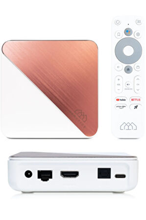 Homatics Box R 4k Plus Rose Gold Android Tv Box | 4gb/32gb + M8 Air Mouse + Siyah Type-C Dvb-S Tuner | 3’Lü Set
