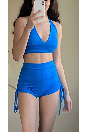 Yanlardan Biye ile Büzülüp Açılır Şort