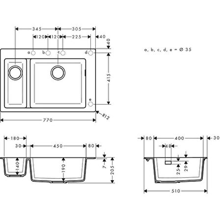 HANSGROHE S510-F635 TEZGAH USTU EVIYE 180/450