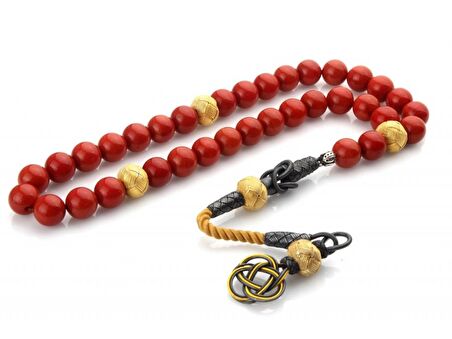 Mercan Taşı Gümüş Kazaziyeli Model Tesbih 32S42D3