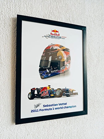 Sebastian Vettel Formula 1, F1 Poster Tablo 1 mm Şeffaf Korumalı ve Çerçeveli