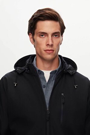 Slim Fit Lacivert Çıkarılabilir Kapüşonlu Içi Polarlı Scuba Mont 1HF07ORT09033