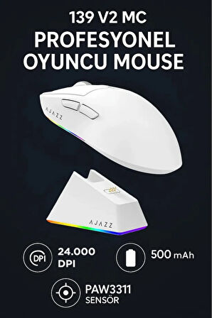 Aj139 V2 Mc 2400 Dpı Paw3311 Ultra Hafif 3 Modlu Oyuncu Mouse - 500mah Batarya