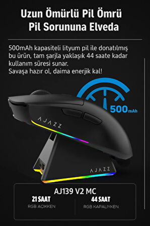 Aj139 V2 Mc 2400 Dpı Paw3311 Ultra Hafif 3 Modlu Oyuncu Mouse - 500mah Batarya