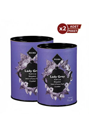 Lady Grey Siyah Çay, Bergamot, Limon & Kırmızı Aspir Çiçekleri 75 G X 2, Lady Grey Çay 2 Adet