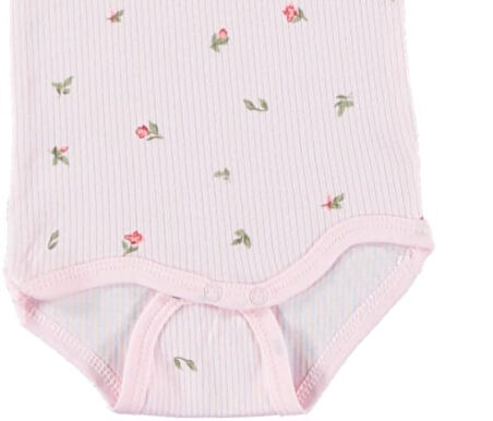 Çiçek Baskılı %100 Pamuklu Kız bebek Zıbın Body