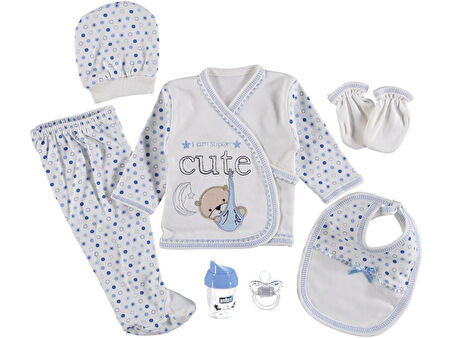7'li Bebek Zıbın Seti - Cute Baskılı Emzikli 