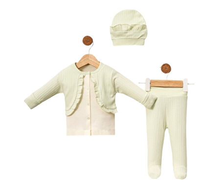 % 100 PAMUKLU YENİDOĞAN KIZ BEBEK 3 LU SET  ZIBIN TAKIM HEDİYELİK