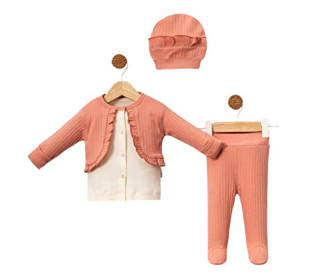 % 100 PAMUKLU YENİDOĞAN KIZ BEBEK 3 LU SET  ZIBIN TAKIM HEDİYELİK