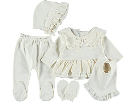 % 100 PAMUKLU KALİTELİ FİSTO YAKALI 5Lİ ZIBIN SET ŞIK KIZ BEBEK TAKIM 1/3 HEDİYELİK