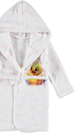 PAMUKLU KALİTELİ BEBEK ÇOCUK BORNOZ DAMLA BASKILI HAVLU BORNOZ 12/36 AY