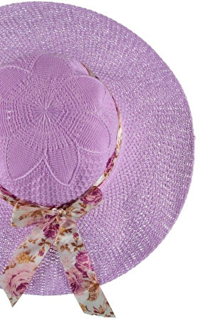 Şık Kadın Premium Fötr Plaj Şapka Flowers Model
