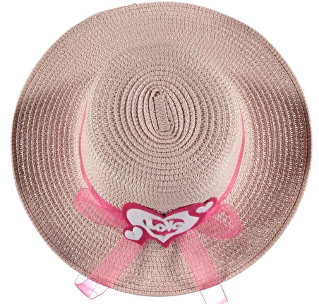 Kız Çocuk Hasır Fötr Plaj Şapka Rattan Tasarım 5/10 YAŞ