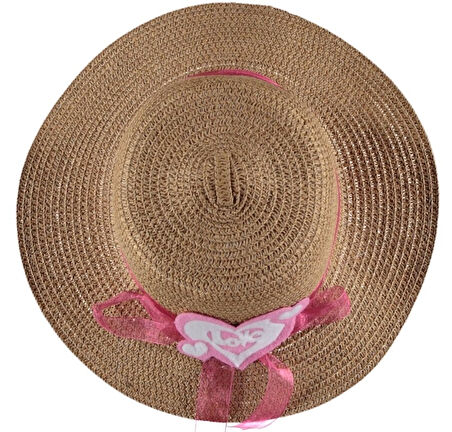 Kız Çocuk Hasır Fötr Plaj Şapka Rattan Tasarım 5/10 YAŞ