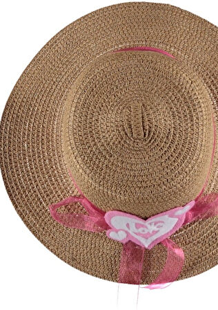 Kız Çocuk Hasır Fötr Plaj Şapka Rattan Tasarım 5/10 YAŞ
