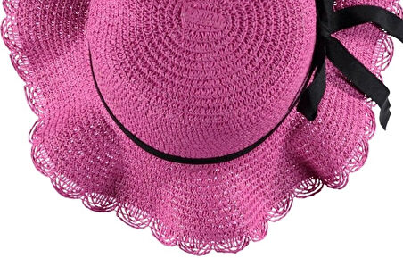 Kız Çocuk Hasır Fötr Plaj Şapka Rattan Şapka  4/8 YAŞ