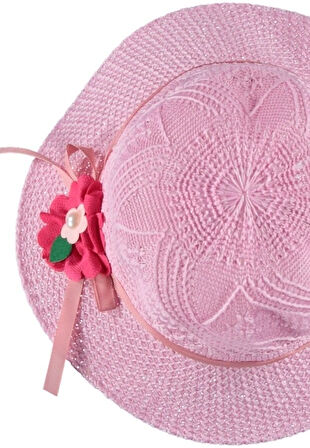 Kız Çocuk Hasır Rattan Model Plaj Yazlık Şapka Örgü Şapka 4/8 YAŞ