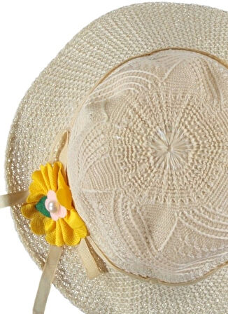 Kız Çocuk Hasır Rattan Model Plaj Yazlık Şapka Örgü Şapka 4/8 YAŞ