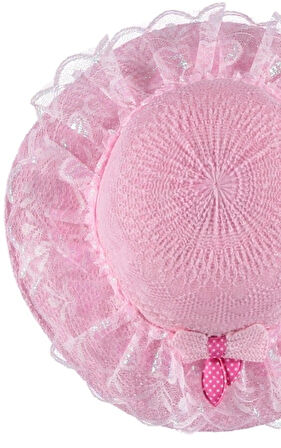 Kız Çocuk Hasır Fötr Plaj Şapka Tüllü Rattan Model 4/8 YAŞ 