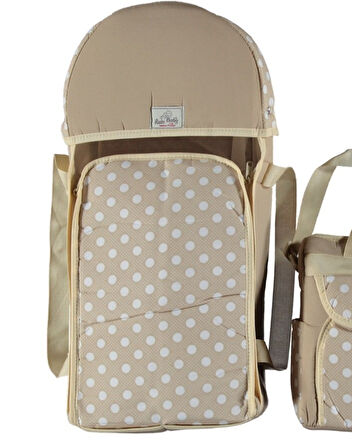 Portbebe Bebek Taşıma ve Bebek Bakım Çantası Puantiye Model İkili Set Pratik Günlük Kullanım