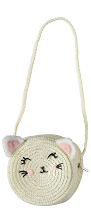 Premium Kız Çocuk Hasır Fötr Şapka Çanta Set The Cats Model 4/8 YAŞ