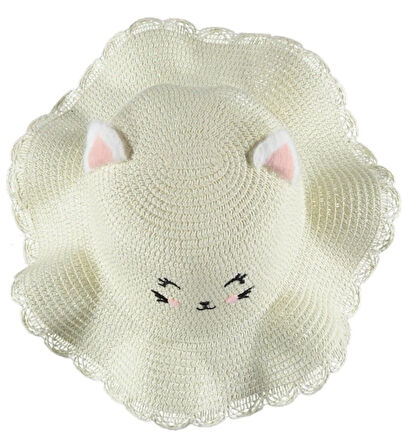 Premium Kız Çocuk Hasır Fötr Şapka Çanta Set The Cats Model 4/8 YAŞ