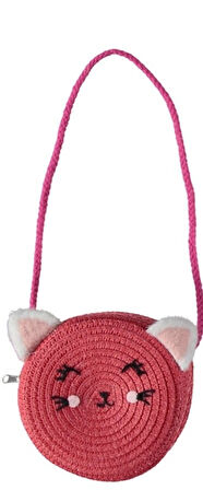 Premium Kız Çocuk Hasır Fötr Şapka Çanta Set The Cats Model 4/8 YAŞ
