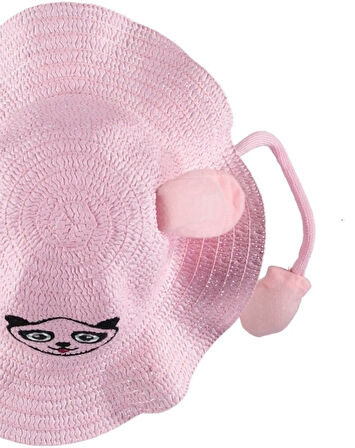 Pompalı Kız Çocuk Yazlık Hasır Fötr Şapka The Bear 4/8 YAŞ