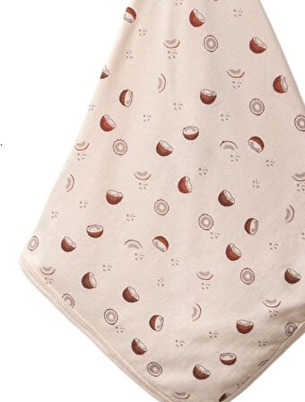 Coconut Desenli Organik Müslin Bebek Battaniyesi Doğal Yumuşaklık  1-18 Ay