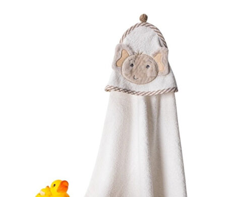 %100 Pamuk Fil Desenli Bebek Havlusu Yumuşak Premium Kalite Hediyelik 0/24 Ay