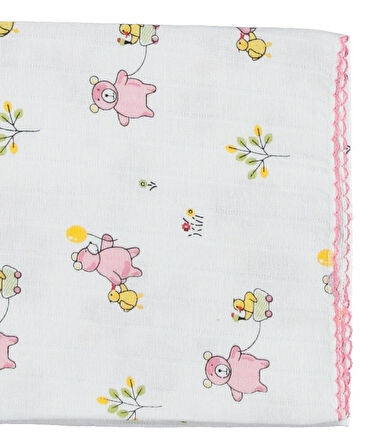 Erkek Bebe Ayıcık Baskılı Müslin Battaniye %100 Pamuk 1–12 Ay Hafif & Nefes Alan