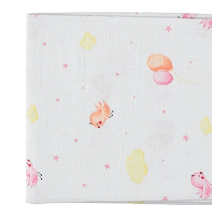  Bebek Müslin Battaniye Tek Kat Pamuklu Balonlu Kuş Desen 85x90 cm 1–12 Ay