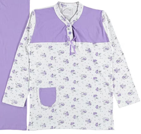 Elise Mood Tasarım Model Yazlık Uzun Kol Kadın Pijama Takımı M/XXL