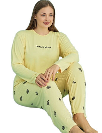 Büyük Beden Kadın Pijama Takımı Yumuşak ve Rahat Dokulu 3XL–5XL