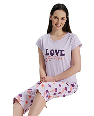 Kadın Kaprili Pijama Takımı S/XL Serena Marella Yumuşak Rahat Ev Giyim Hediyelik