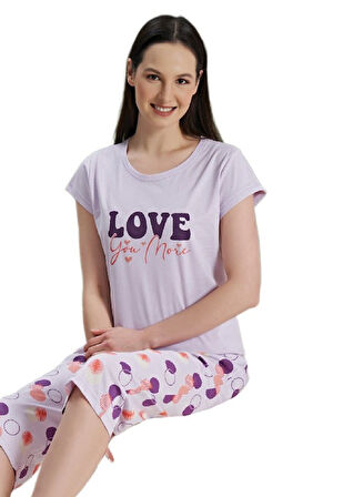 Kadın Kaprili Pijama Takımı S/XL Serena Marella Yumuşak Rahat Ev Giyim Hediyelik