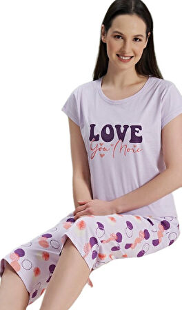 Kadın Kaprili Pijama Takımı S/XL Serena Marella Yumuşak Rahat Ev Giyim Hediyelik