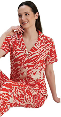  Viona Model Kadın Pijama Takımı Kısa Kollu Önden Düğmeli S/XL