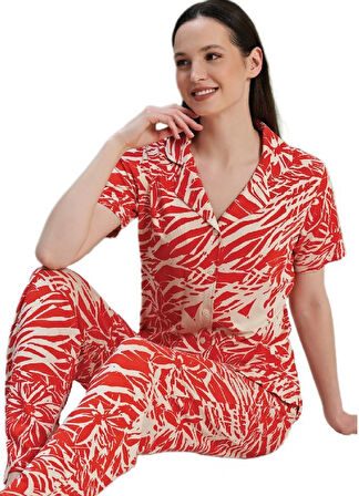  Viona Model Kadın Pijama Takımı Kısa Kollu Önden Düğmeli S/XL