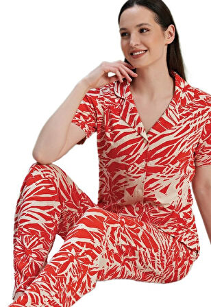 Viona Model Kadın Pijama Takımı Kısa Kollu Önden Düğmeli S/XL