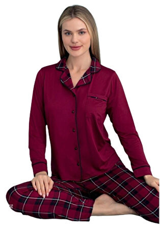 Marcella Notte Uzun Kol Düğmeli Kadın Pijama Takımı Ev Giyim Hediyelik