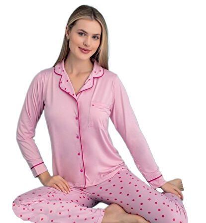 Giulietta Notte Uzun Kol Düğmeli Kadın Pijama Takımı Ev Giyim Hediyelik