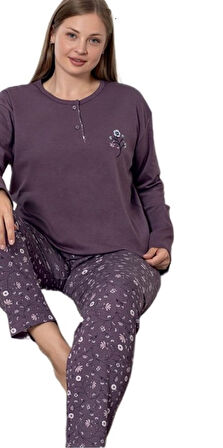 Serena Line İnterlok Kumaş Büyük Beden Kadın Pijama Takımı Kışlık 3XL/6XL