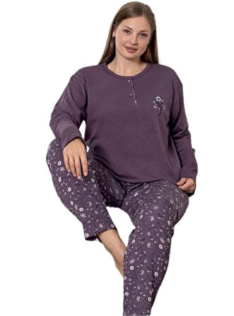 Serena Line İnterlok Kumaş Büyük Beden Kadın Pijama Takımı Kışlık 3XL/6XL