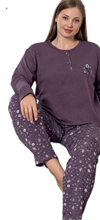Serena Line İnterlok Kumaş Büyük Beden Kadın Pijama Takımı Kışlık 3XL/6XL